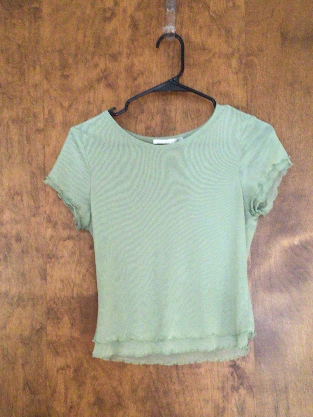 Madden Girl Mint Green Short Sleeve Ruffle-Trim Top
